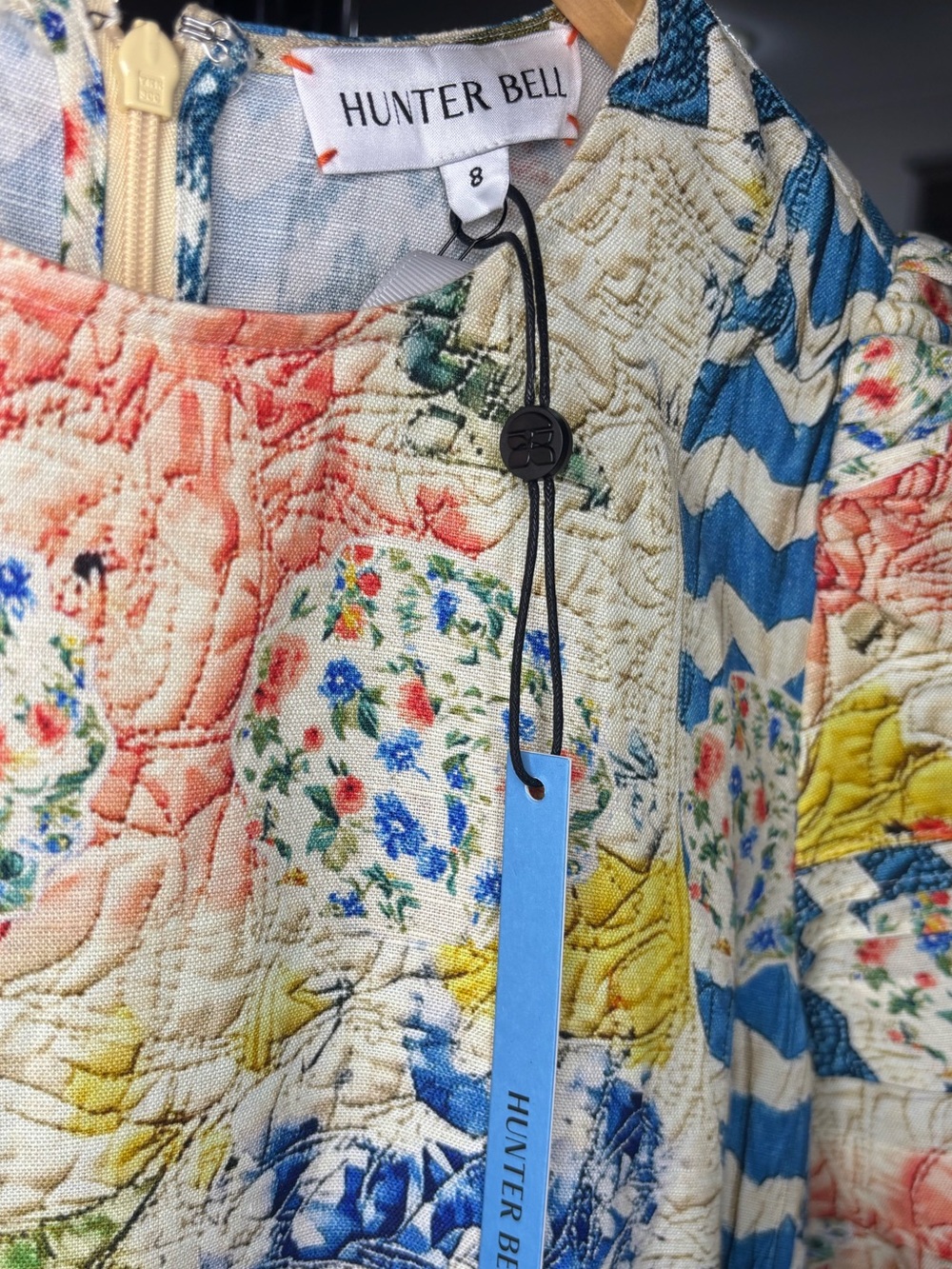 HUNTER BELL Casey Dress Morning Glory Multicolor Quilted Floral Patchwork - Picture 2 of 2